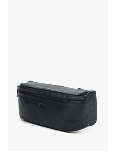 Men's Black Waist Bag made of Genuine Leather Estro ER00106848