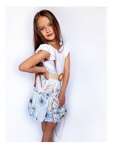 By Mini - butik Květované šaty s páskem a kabelkou white/blue