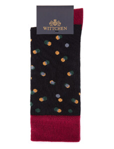 Pánské ponožky s barevnými puntíky Wittchen, vínovo-černá, bavlna