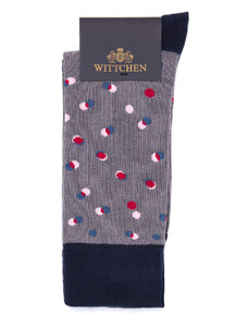 Pánské ponožky s barevnými puntíky Wittchen, šedo-tmavě modrá, bavlna