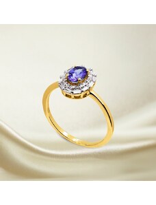 Planet Shop Zlatý diamantový prsten s tanzanitem
