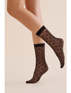 Gabriella Černé vzorované silonkové ponožky Peri