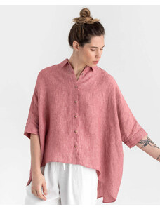 Magic Linen Lehká lněná košile HANA v Cranberry barvě