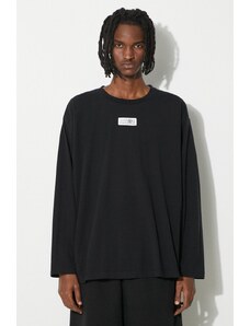 Bavlněné tričko s dlouhým rukávem MM6 Maison Margiela černá barva, s aplikací, SH0GC0007