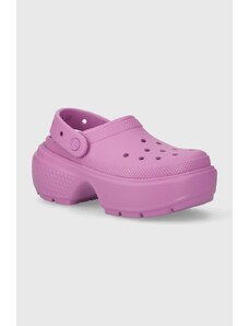Pantofle Crocs Stomp Slide dámské, fialová barva, na platformě, 209347.6WQ