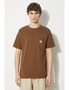 Bavlněné tričko Carhartt WIP S/S Pocket T-Shirt hnědá barva, I030434.1ZDXX