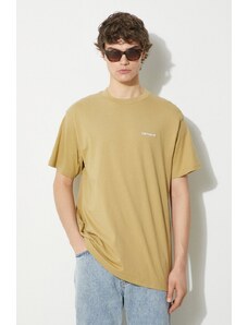 Bavlněné tričko Carhartt WIP S/S Script Embroidery T-Shirt béžová barva, I030435.22WXX