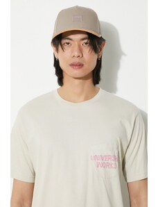 Bavlněné tričko Universal Works Print Pocket Tee béžová barva, s potiskem, 30611.DRIFTWOOD