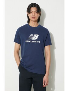 Bavlněné tričko New Balance Sport Essentials tmavomodrá barva, s potiskem, MT41502NNY