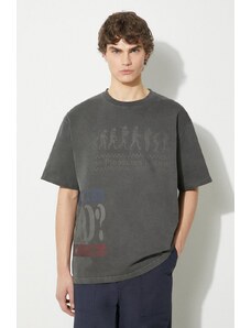 Bavlněné tričko PLEASURES Evolution Heavyweight T-Shirt šedá barva, P24SP019.BLACK
