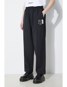 Vlněné kalhoty Undercover Pants černá barva, široké, high waist, UC1D1501.3