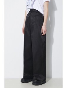 Kalhoty MM6 Maison Margiela dámské, černá barva, široké, high waist, S62KB0199