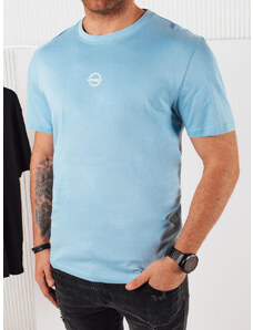 BASIC Světle modré pánské tričko s malým potiskem Světle modrá