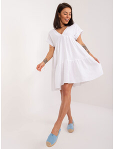 ITALY MODA Bílé oversize mini šaty s výstřihem --biały Bílá