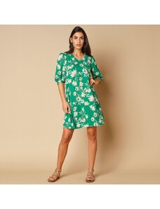 Blancheporte Krátké šaty s potiskem zelená/režná 36