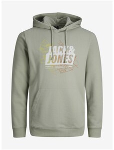 Světle zelená pánská mikina s kapucí Jack & Jones Map - Pánské