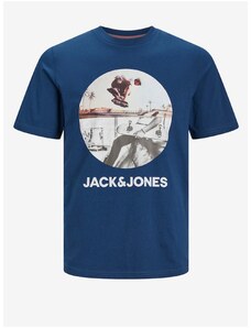 Modré pánské tričko Jack & Jones Navin - Pánské