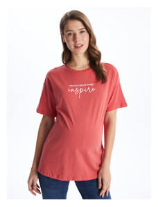 LC Waikiki Crew Neck Printed Short Sleeve Maternity T-Shirt