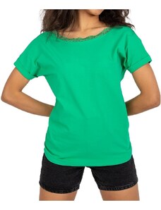 Zelené klasické tričko salma zdobené krajkou