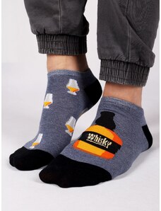 Yoclub Man's Ankle Funny Cotton Socks Patterns Colours Navy Blue