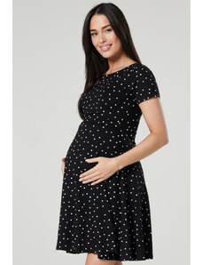 Těhotenské a kojící šaty 3v1 Happy Mama černé s puntíky