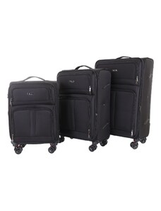 Sada 3 cestovních kufrů T-class 932, černá, model 2024, M, L, XL, rozšiřitelné 35l, 70l, 95l