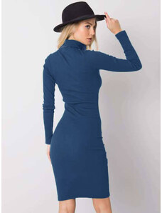 Factory Price Modré vypasované žebrované šaty s rolákem Rue Paris (5133)
