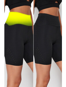 Trendyol Black Extra Compression Waist Micro Perforated Knitted Sports Biker/Cycling Leggings