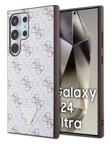 Samsung Galaxy S24 Ultra Guess PU Leather 4G Triangle Metal Logo Case bílá