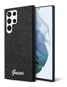 Samsung Galaxy S24 Ultra Guess PC/TPU Glitter Flakes Metal Logo Case černá