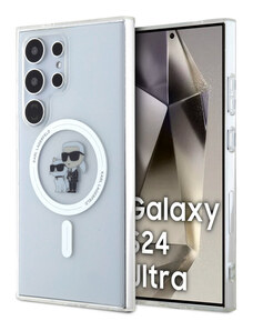 Samsung Galaxy S24 Ultra Karl Lagerfeld IML Glitter Karl and Choupette MagSafe Case transparentní