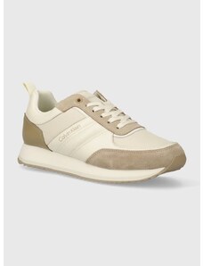 Sneakers boty Calvin Klein LOW TOP LACE UP MIX béžová barva, HM0HM01399
