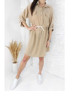 Moda Italia Košilové béžové šaty 010BR