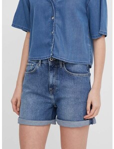 Džínové šortky Pepe Jeans SKINNY SHORT HW dámské, hladké, high waist, PL801121HU5