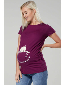 Happy Mama Vtipné těhotenské tričko Baby fialové