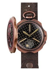 Mondia Watches Zlaté pánské hodinky Mondia s koženým páskem Tambooro Bullet Dirty Bronze Red 48MM Limited Edition