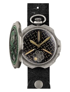 Mondia Watches Stříbrné pánské hodinky Mondia s koženým páskem Tambooro Bullet Dirty Silver Green 48MM Limited Edition