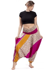 Indie Harémové kalhoty / Sultánky KALYANI žluto-růžové