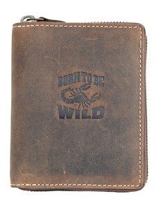 Tmavěhnědá kožená peněženka Born to be Wild se štírem