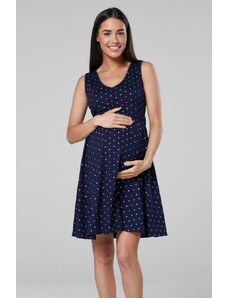Letní těhotenské a kojící šaty 3v1 Happy Mama modré s hvězdičkami
