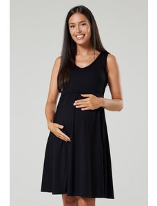 Happy Mama Letní těhotenské a kojící šaty 3v1 Flores černé