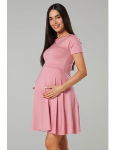 Chelsea Clark Těhotenské a kojící šaty 3v1 Happy Mama tmavě růžové