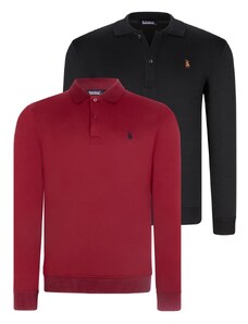 DOUBLE SET V4007 DEWBERRY MEN'S SWEATSHIRT-BLACK-BURGUNDY