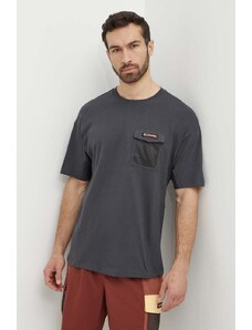 Bavlněné tričko Columbia Painted Peak šedá barva, s aplikací, 2074481