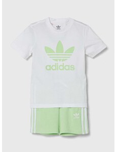 Dětská bavlněná souprava adidas Originals zelená barva