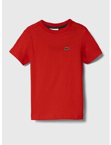 Dětské bavlněné tričko Lacoste červená barva