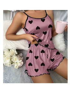 Krátke dámske pyžamo Hearts-Ružová/S