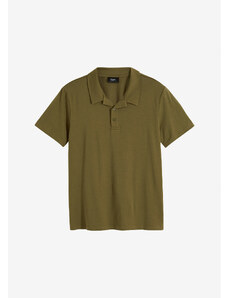 bonprix Pólo tričko z organické bavlny s Resort límcem, krátký rukáv Zelená