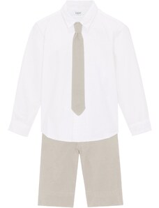 bonprix Krátké kalhoty, košile a kravata, pro chlapce (3dílná souprava) Bílá