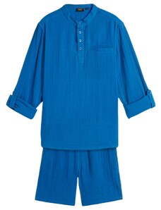bonprix Košile a krátké kalhoty z mušelínu, pro chlapce (2dílná souprava) Modrá